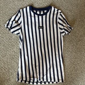 HUF Men’s Striped Navy and White T-Shirt